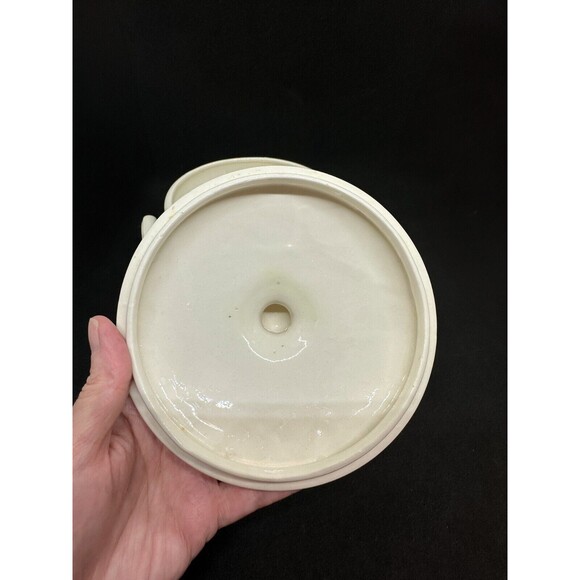 Vintage Handmade Ceramic Covered Casserole Serving Dish 1980s Lid Floral Flowers - Picture 10 of 13